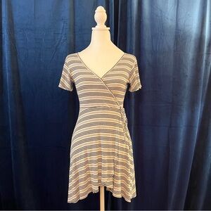 Black, white, and grey striped dress